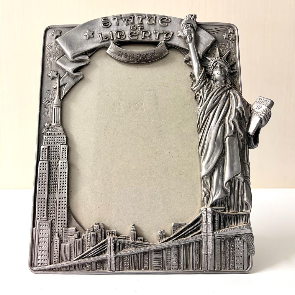 Vintage New York Pewter Picture Frame Statue of Liberty Smith Western